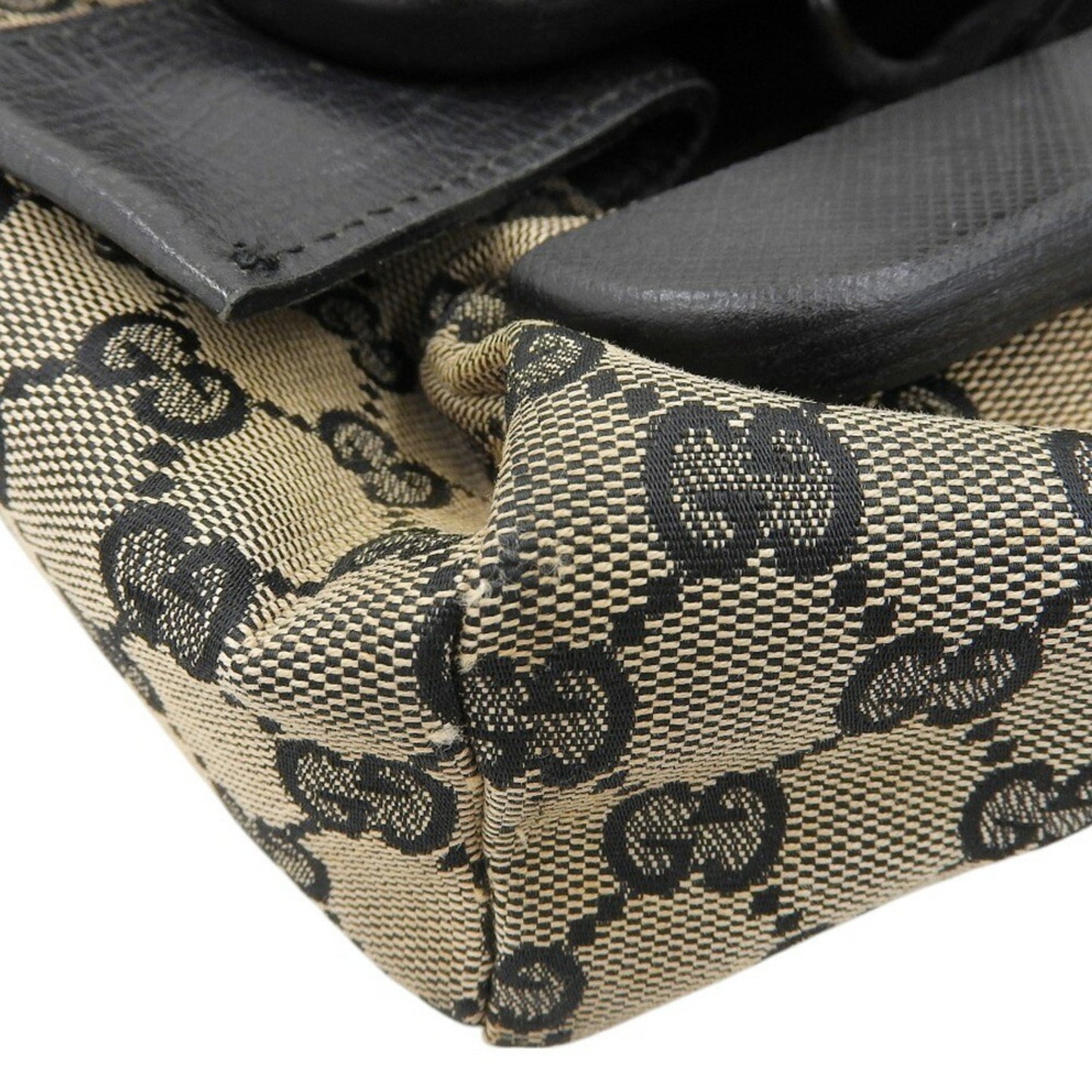 Gucci Gg Canvas Beige Black Brown Gg Canvas Handbag ( )