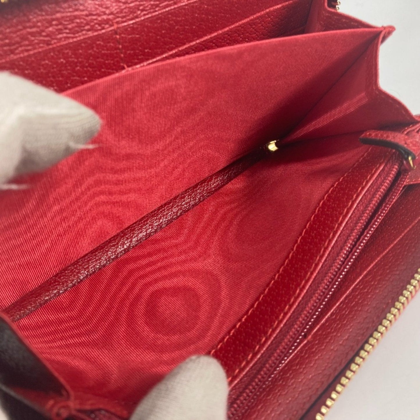 Gucci Blue Red Color White Canvas Leather Long Wallet (Bi-Fold) ( )