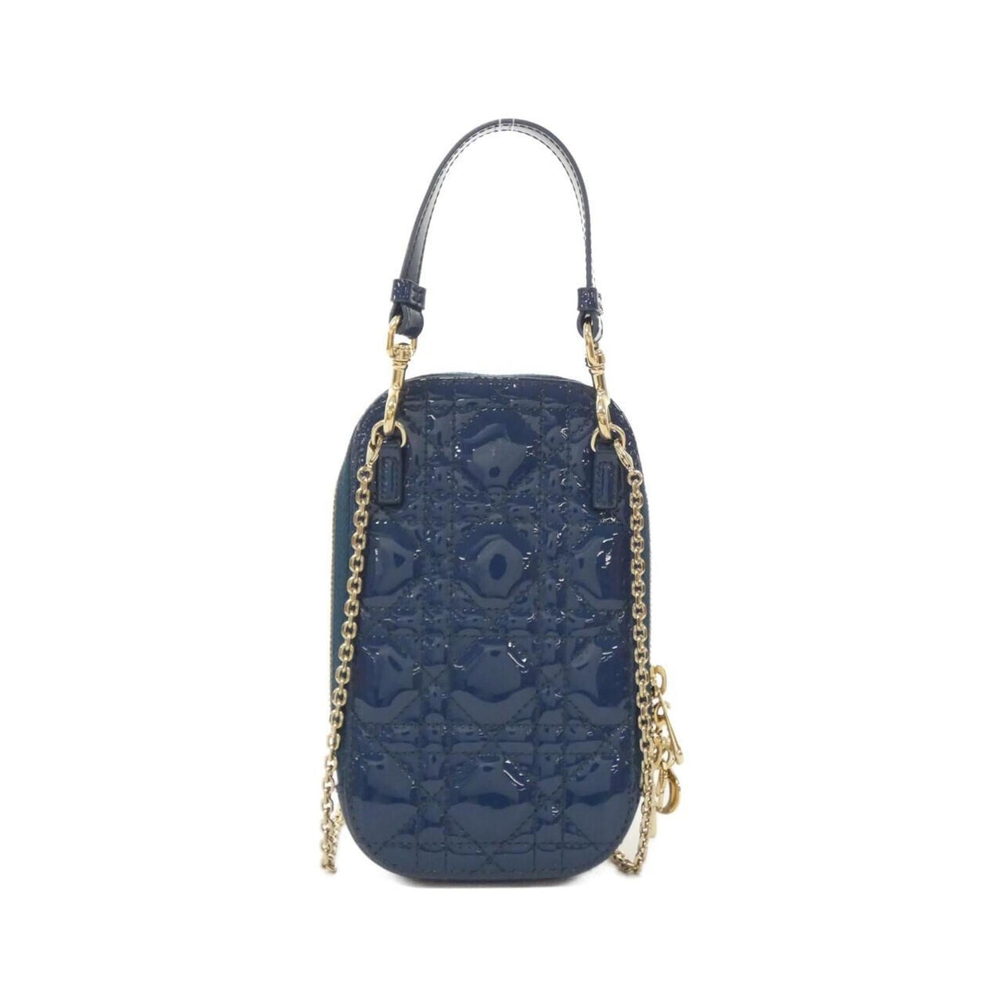 Christian Dior Blue Leather Handbag Pouch Shoulder Bag ()