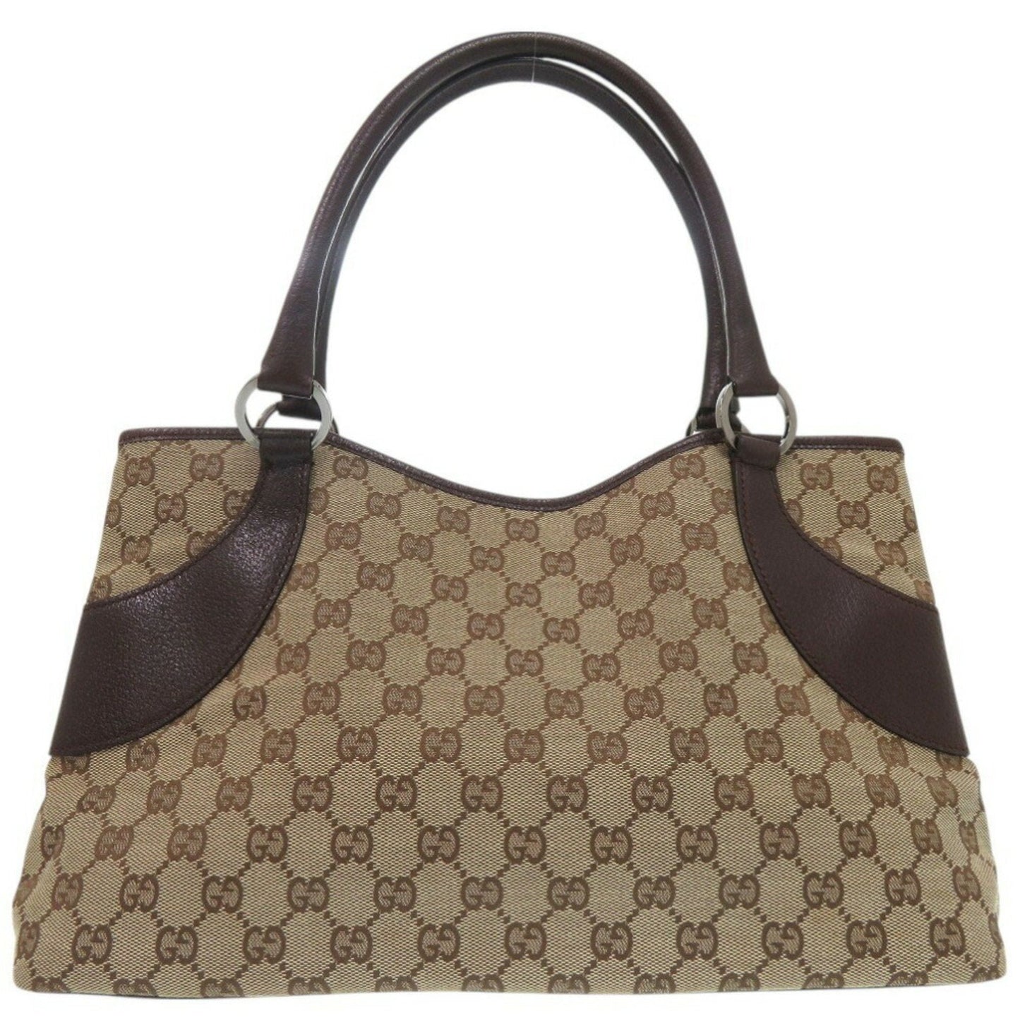 Gucci Beige Gg Canvas Leather Handbag Shoulder Bag ( )