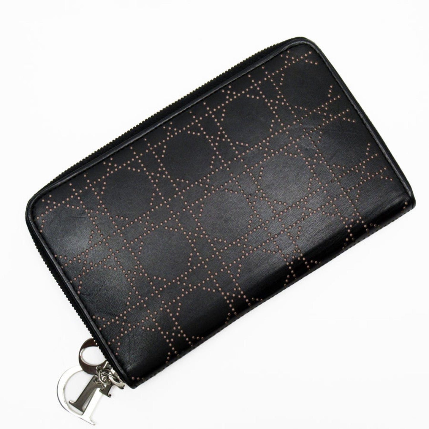 Christian Dior Black Light Pink Leather Long Wallet (Bi-Fold) ()