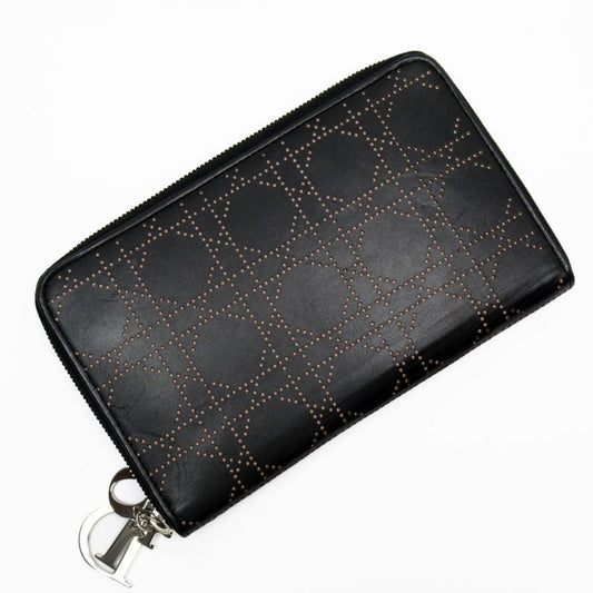 Christian Dior Black Light Pink Leather Long Wallet (Bi-Fold) ()