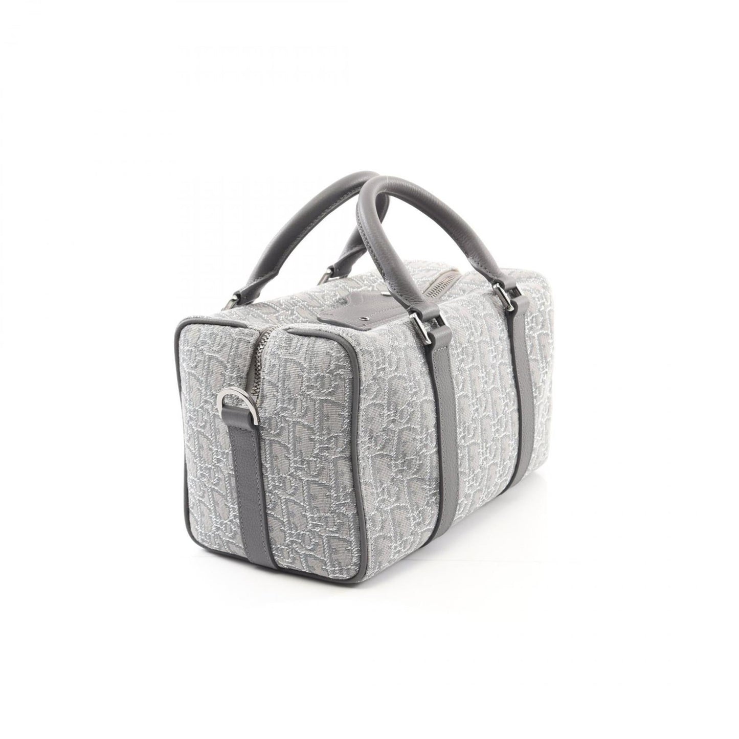 Christian Dior Gray Silver Canvas Leather Handbag ()