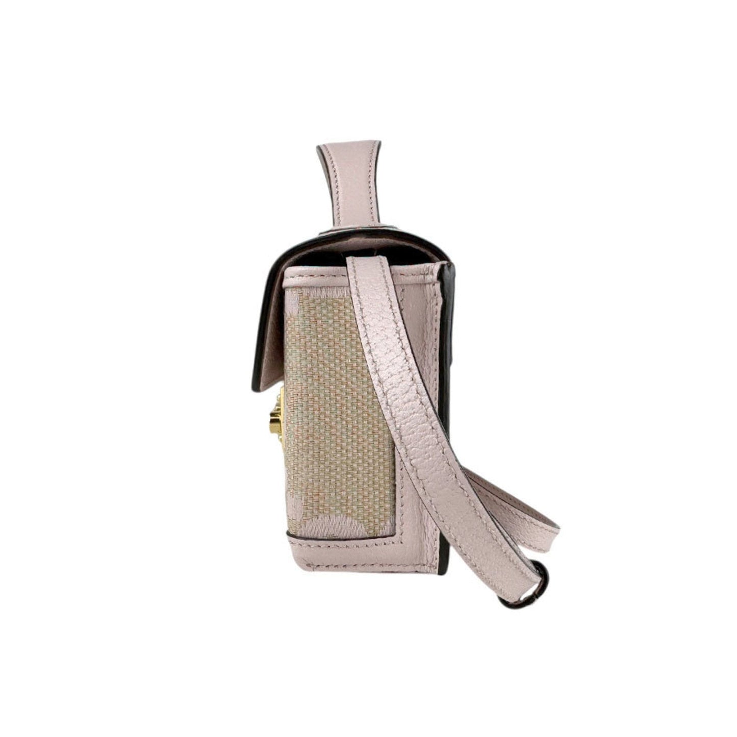 Gucci Beige Pink Canvas Leather Shoulder Bag ( )