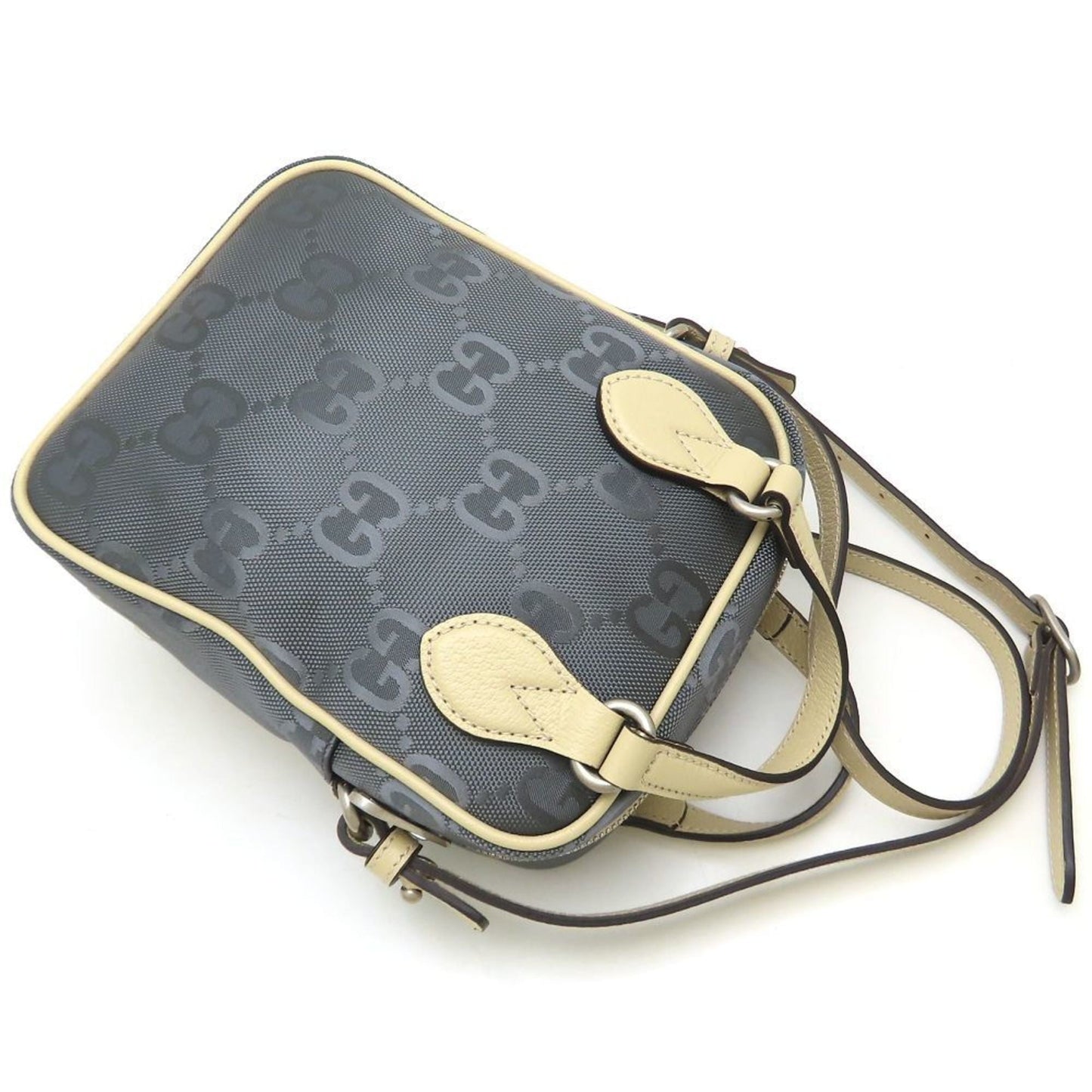 Gucci Beige Gray Nylon Leather Shoulder Bag ( )