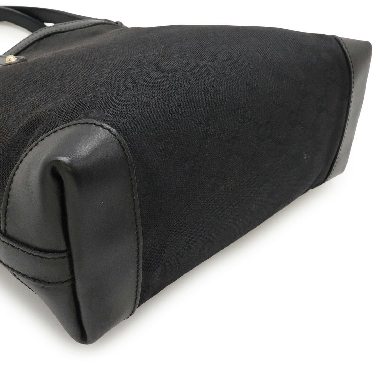 Gucci Black Canvas Leather Handbag Pouch Tote Bag ( )