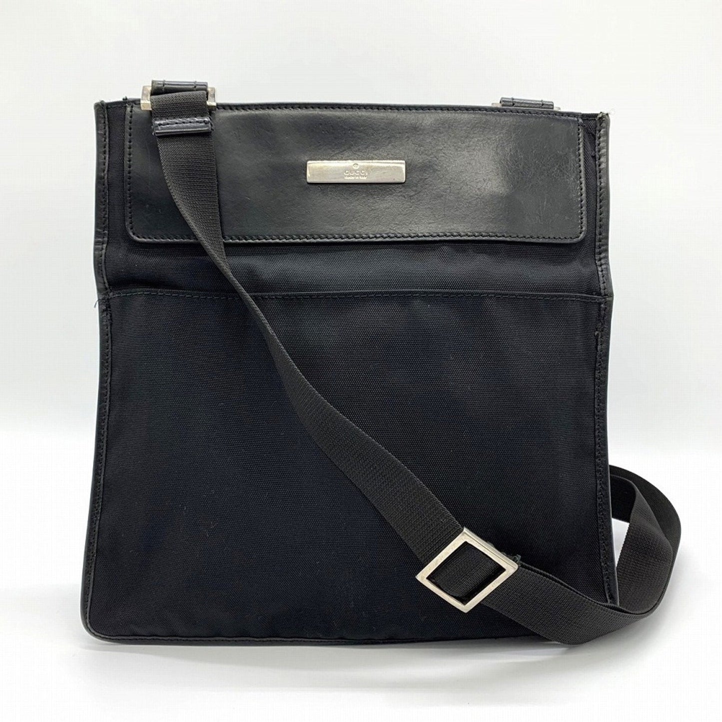 Gucci Black Nylon Leather Shoulder Bag Sling Bag