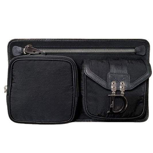 Christian Dior Black Nylon Leather Fanny Pack Sling Bag ()