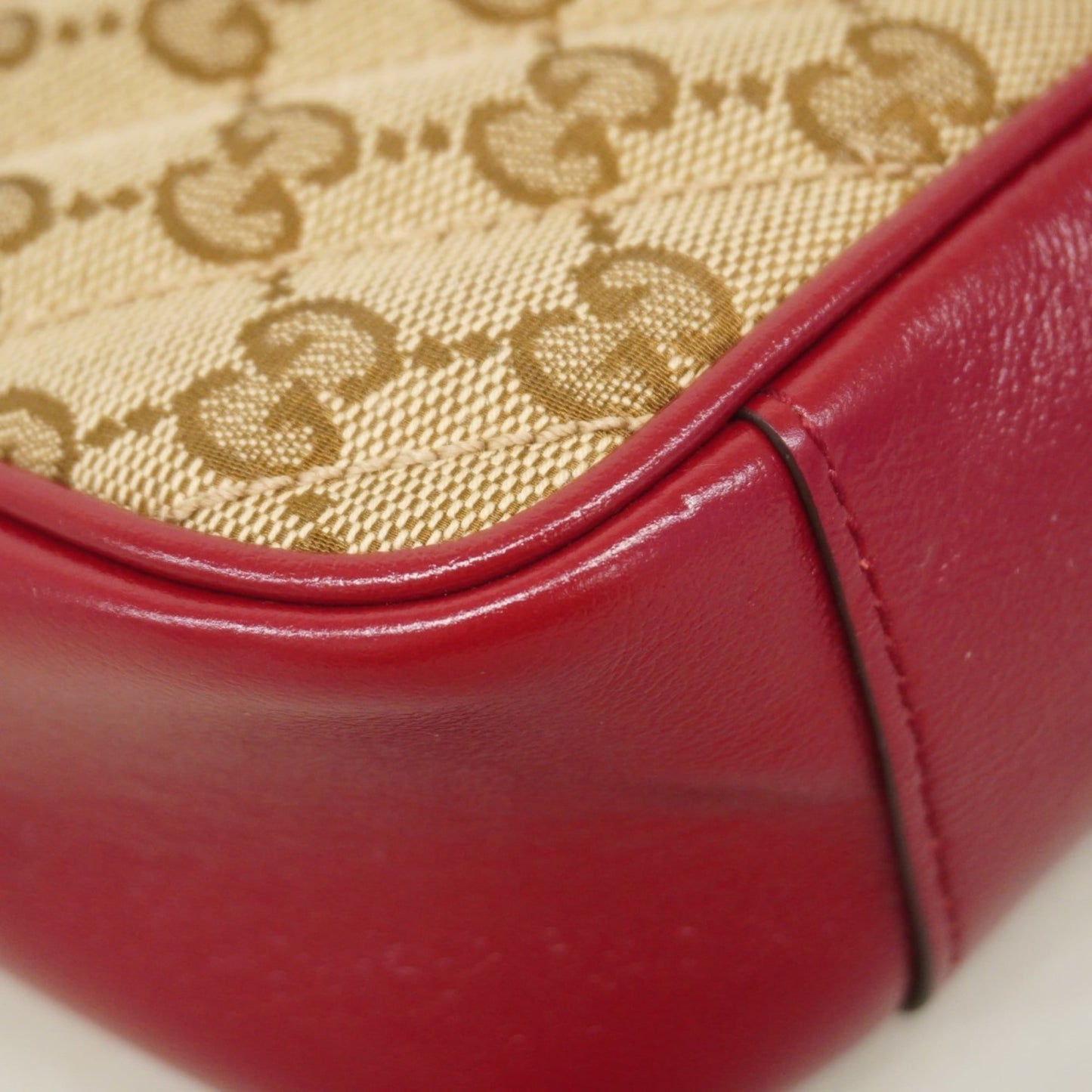 Gucci Brown Red Color Canvas Shoulder Bag ( )