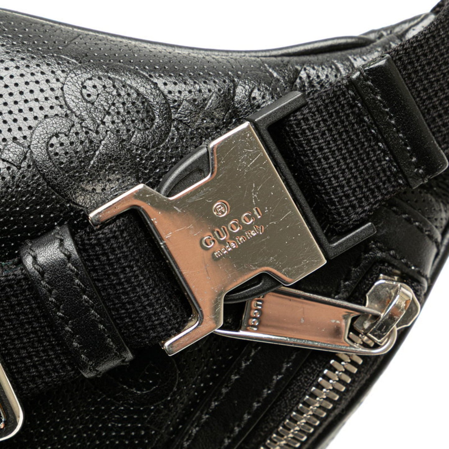 Gucci Black Leather Fanny Pack Sling Bag ( )