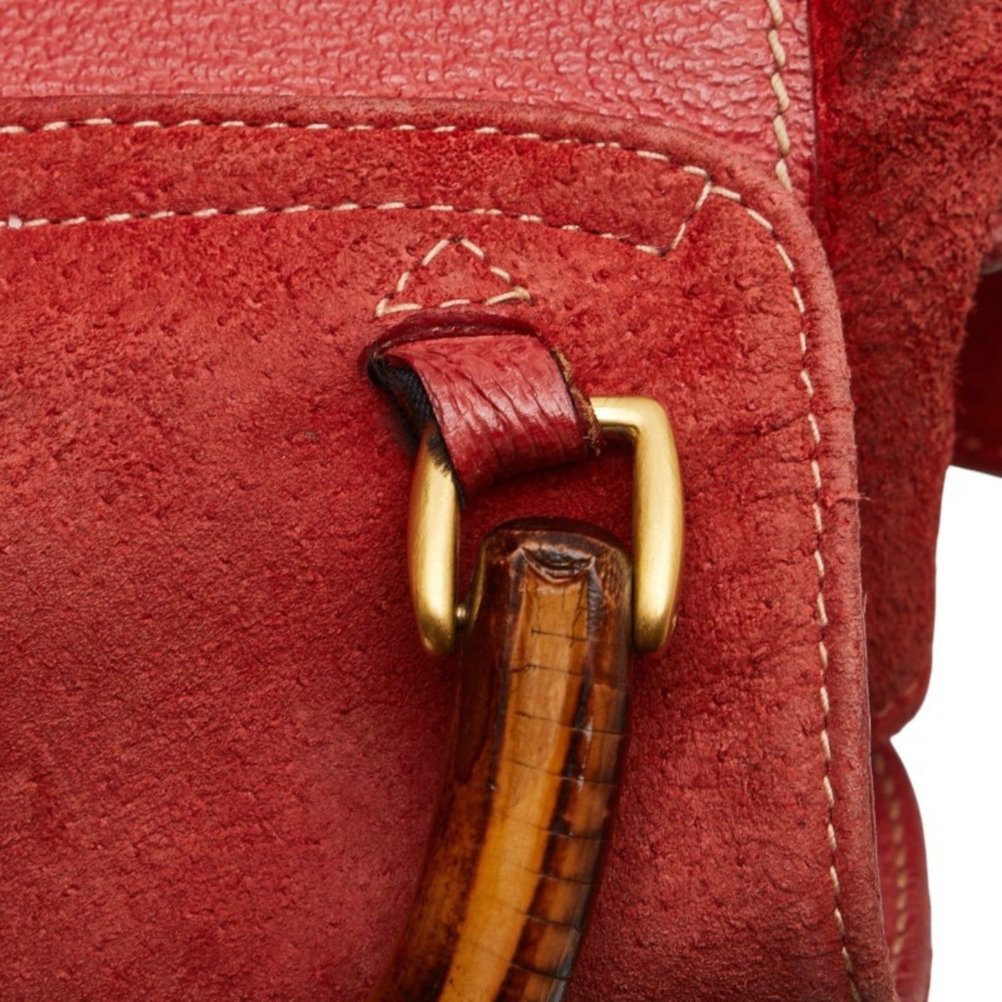 Gucci Red Brown Bamboo Leather Backpack ( )