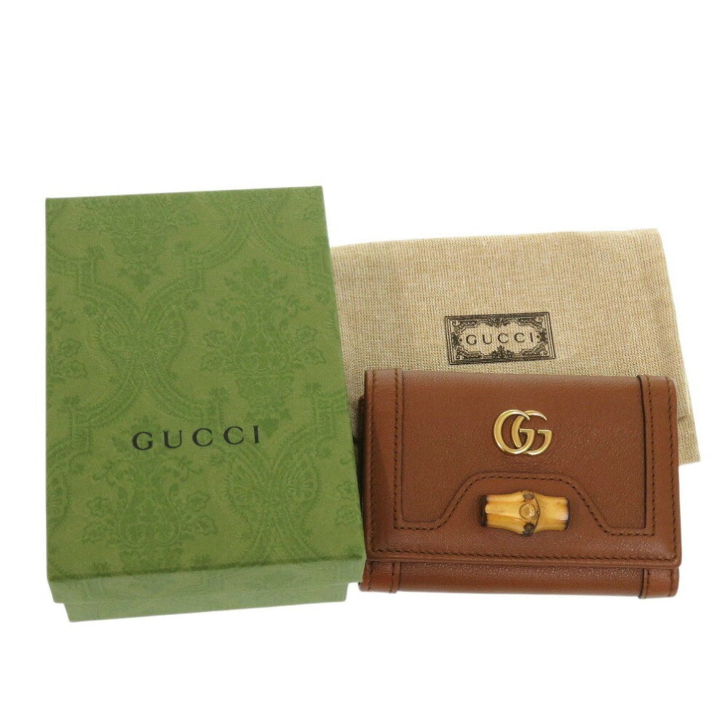 Gucci Bamboo Brown Leather Wallet (Tri-Fold) ( )