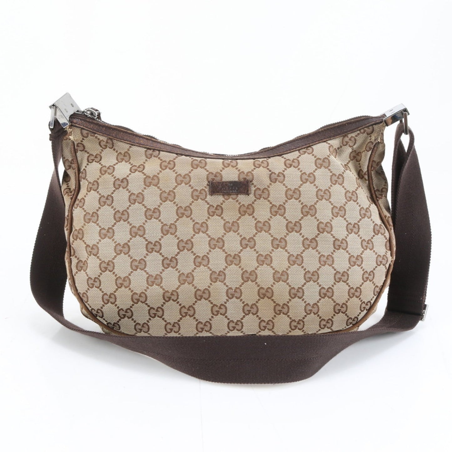 Gucci Gg Canvas Brown Leather Canvas Shoulder Bag ( )