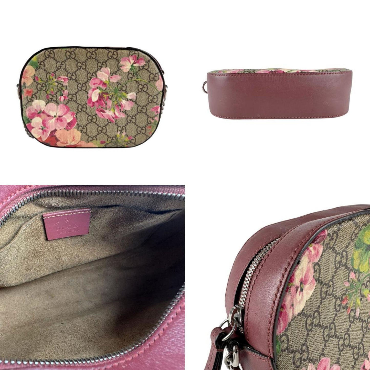 Gucci Brown Pink Gg Supreme Shoulder Bag ( )