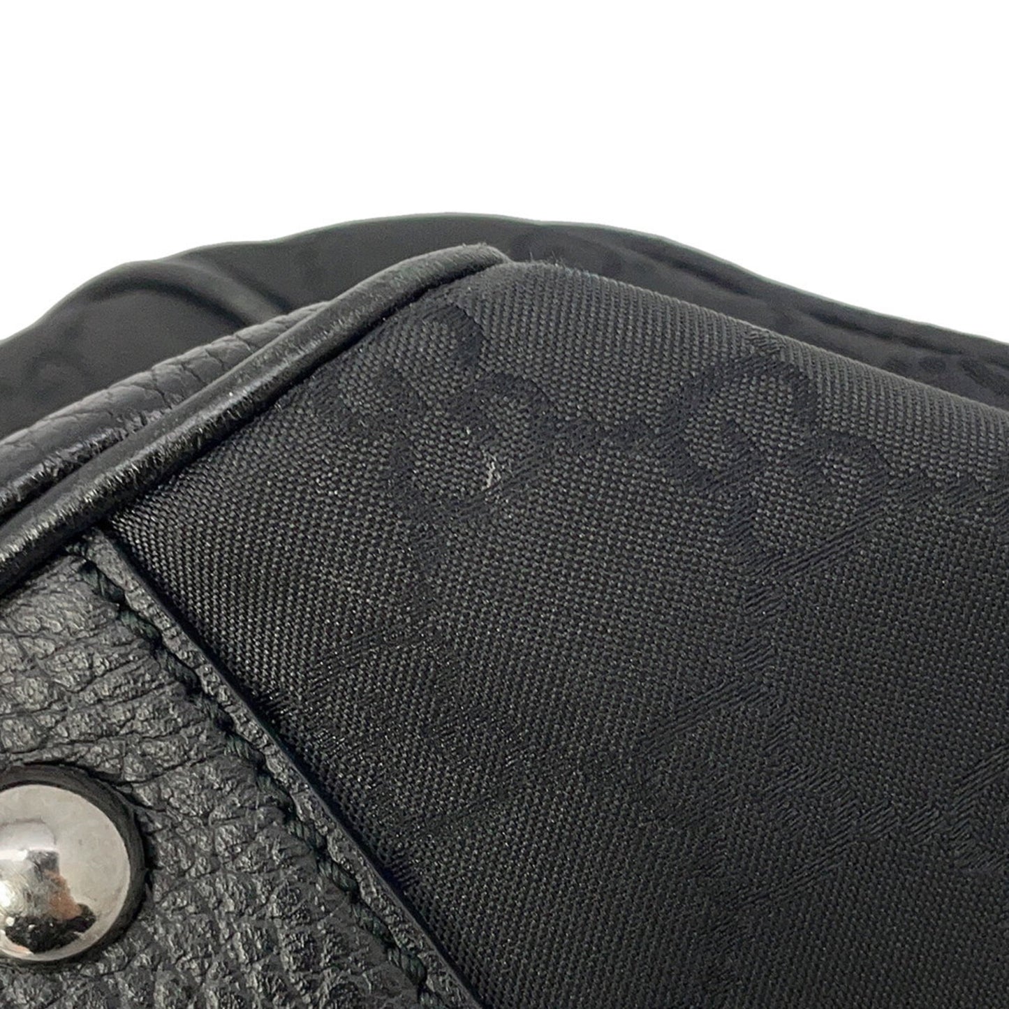 Gucci Sherry Line Black Nylon Leather Handbag ( )