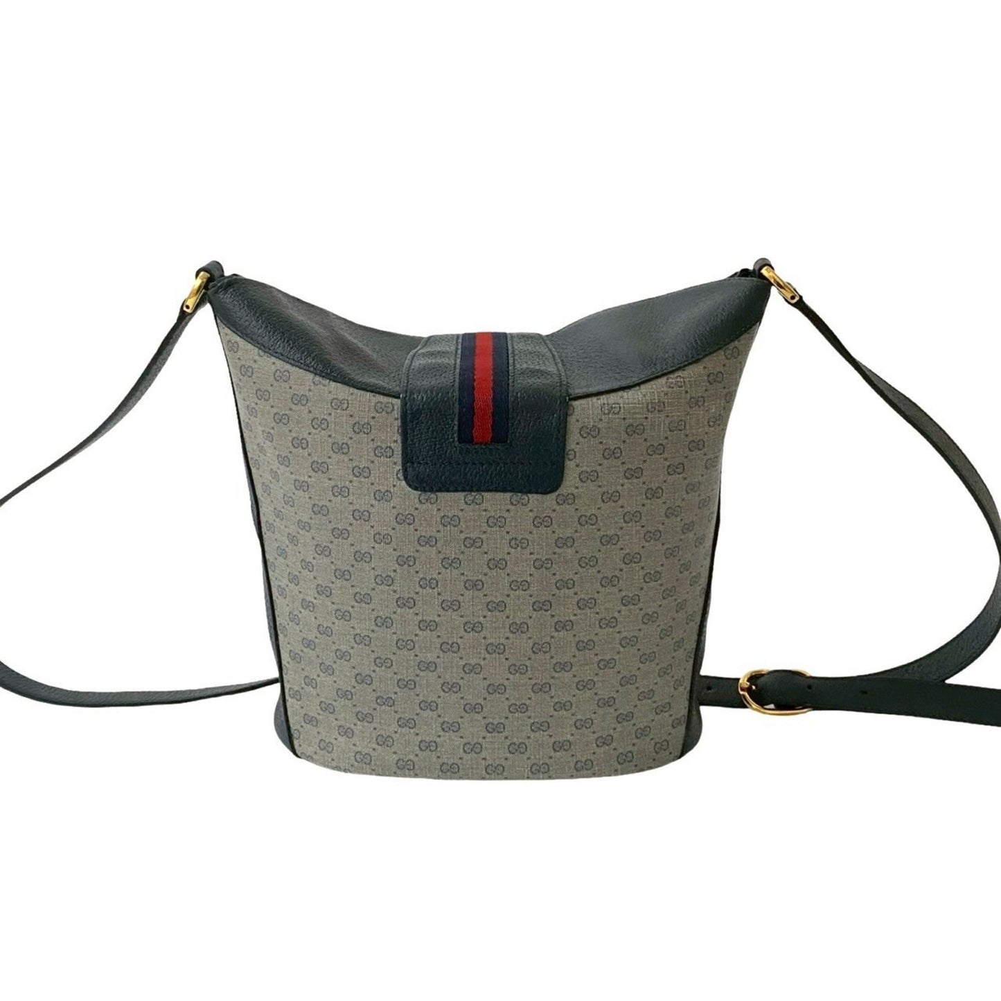 Gucci Navy Red Color Leather Pvc Shoulder Bag ( )