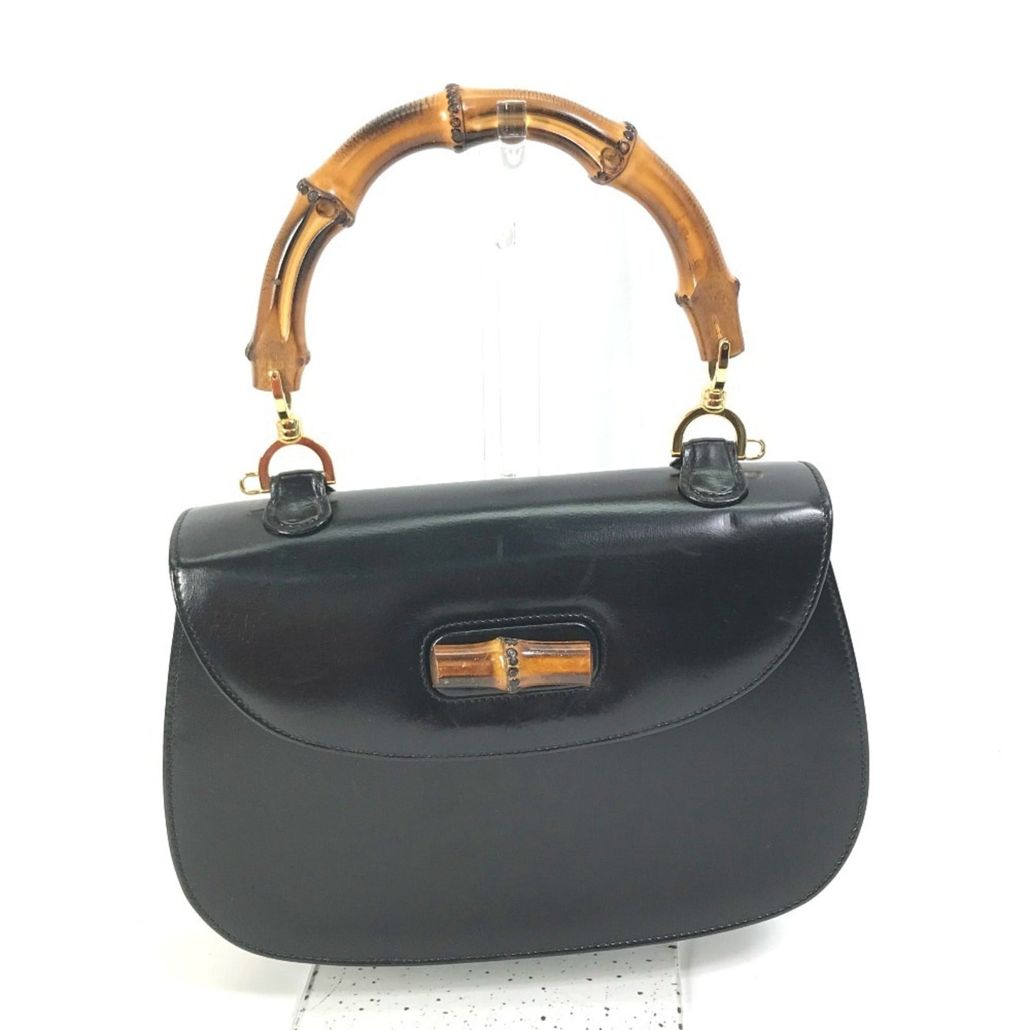 Gucci Black Leather Bamboo Handbag ( )