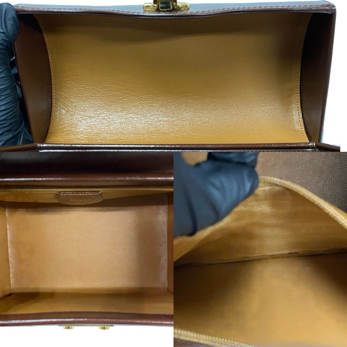 Gucci Brown Leather Handbag Tote Bag ( )