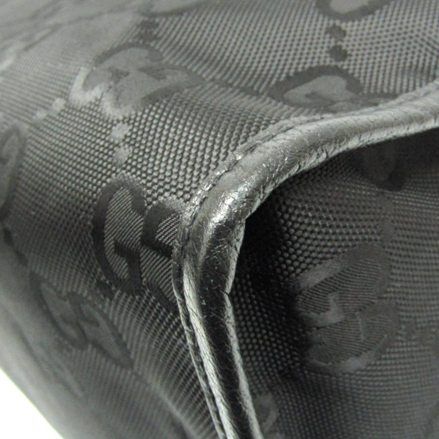 Gucci Black Nylon Canvas Leather Handbag Shoulder Bag ( )