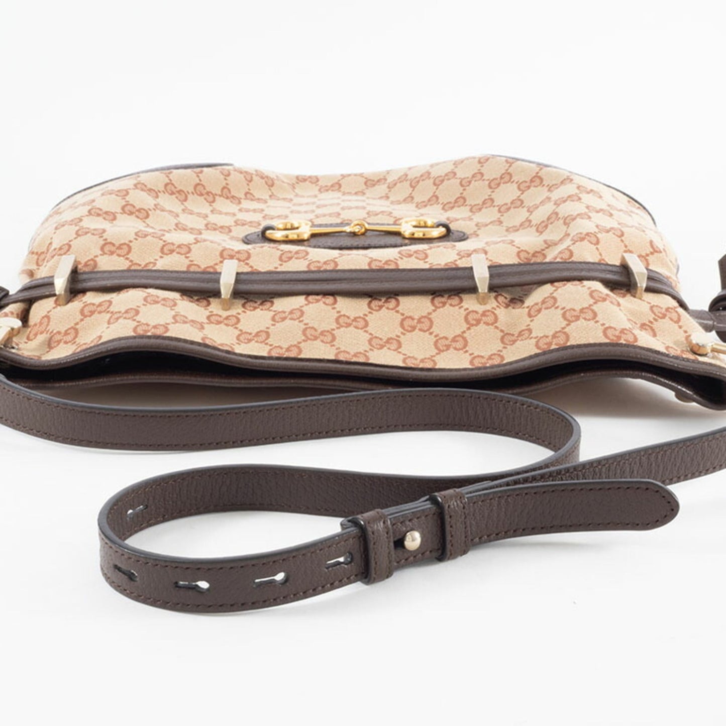 Gucci Beige Brown Gg Canvas Leather Shoulder Bag ( )