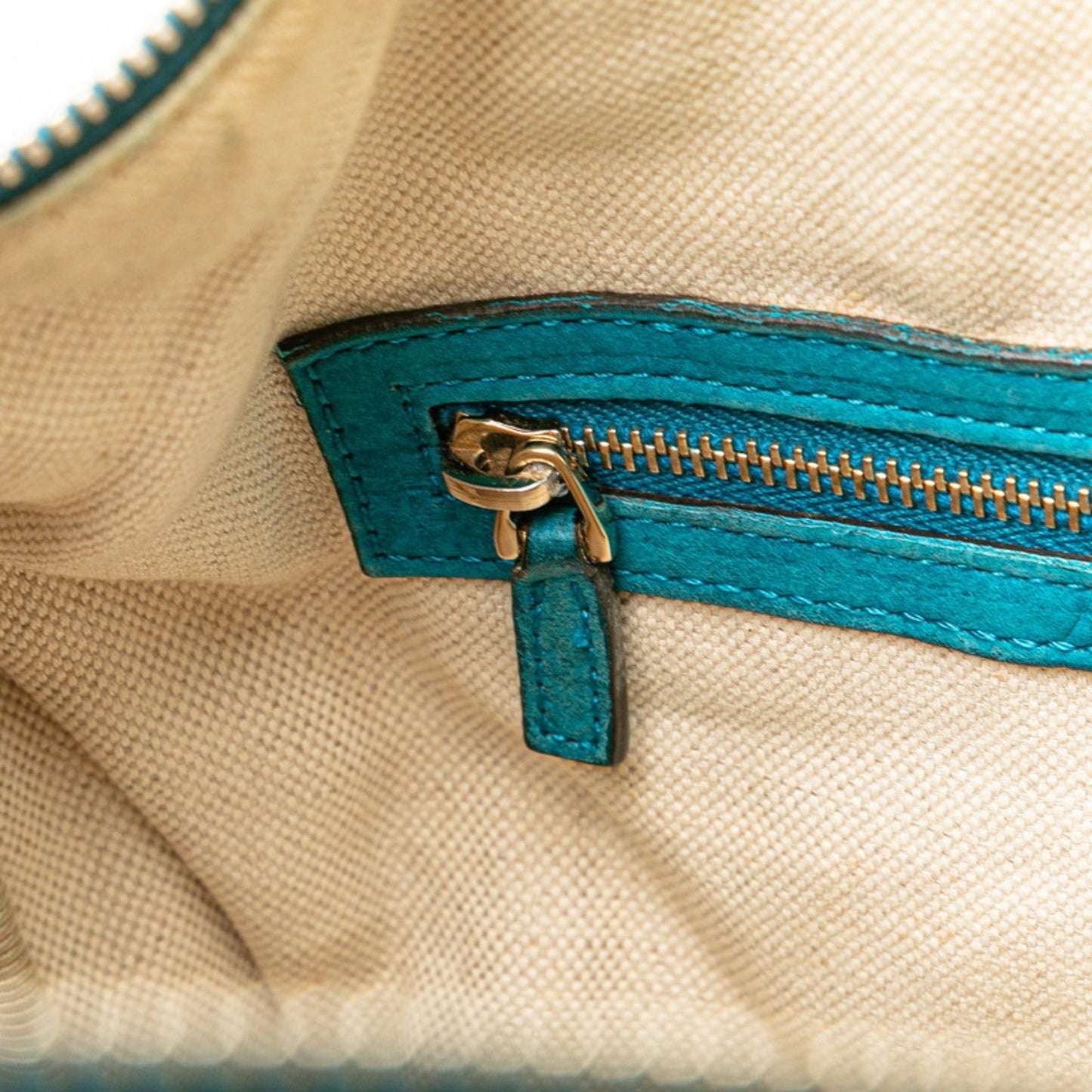 Gucci Beige Blue Gg Canvas Leather Handbag Shoulder Bag ( )