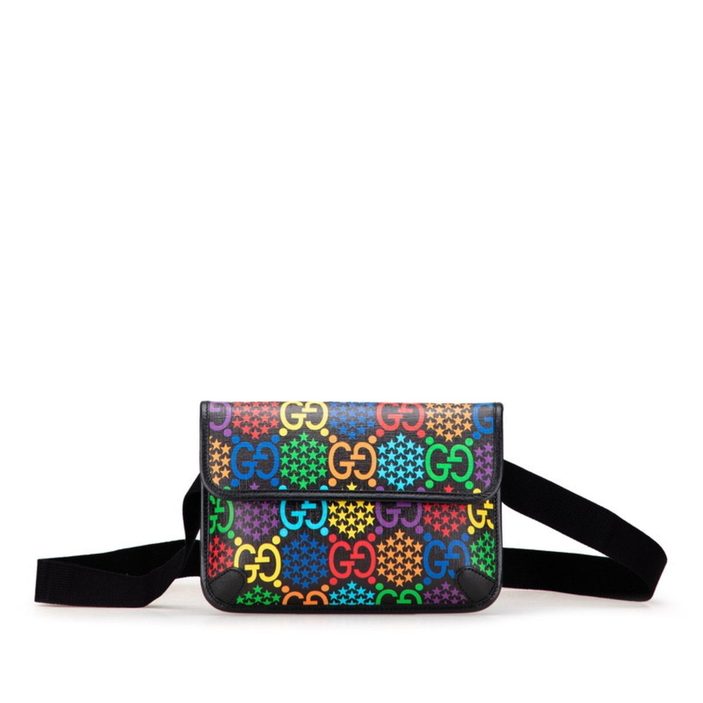 Gucci Black Multi-Color Pvc Leather Fanny Pack ( )