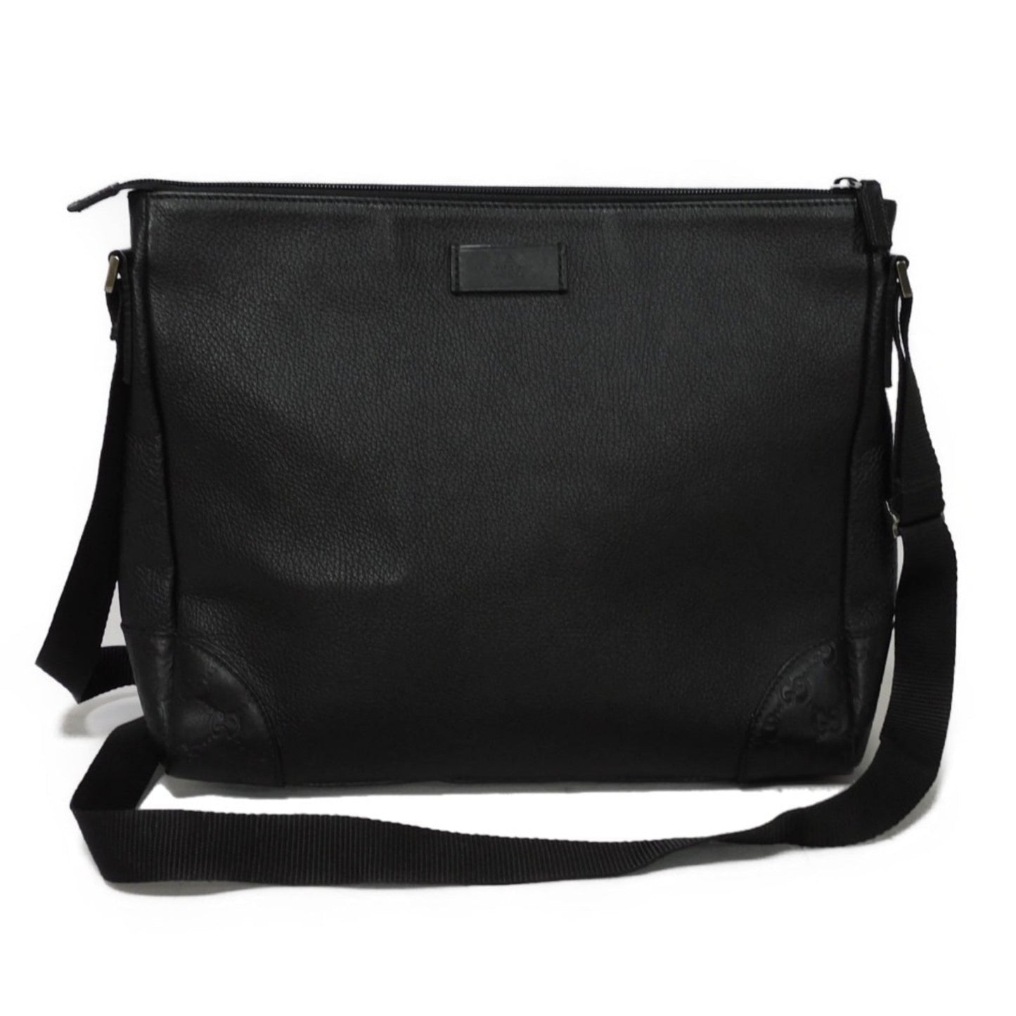 Gucci Black Leather Messenger Bag Shoulder Bag