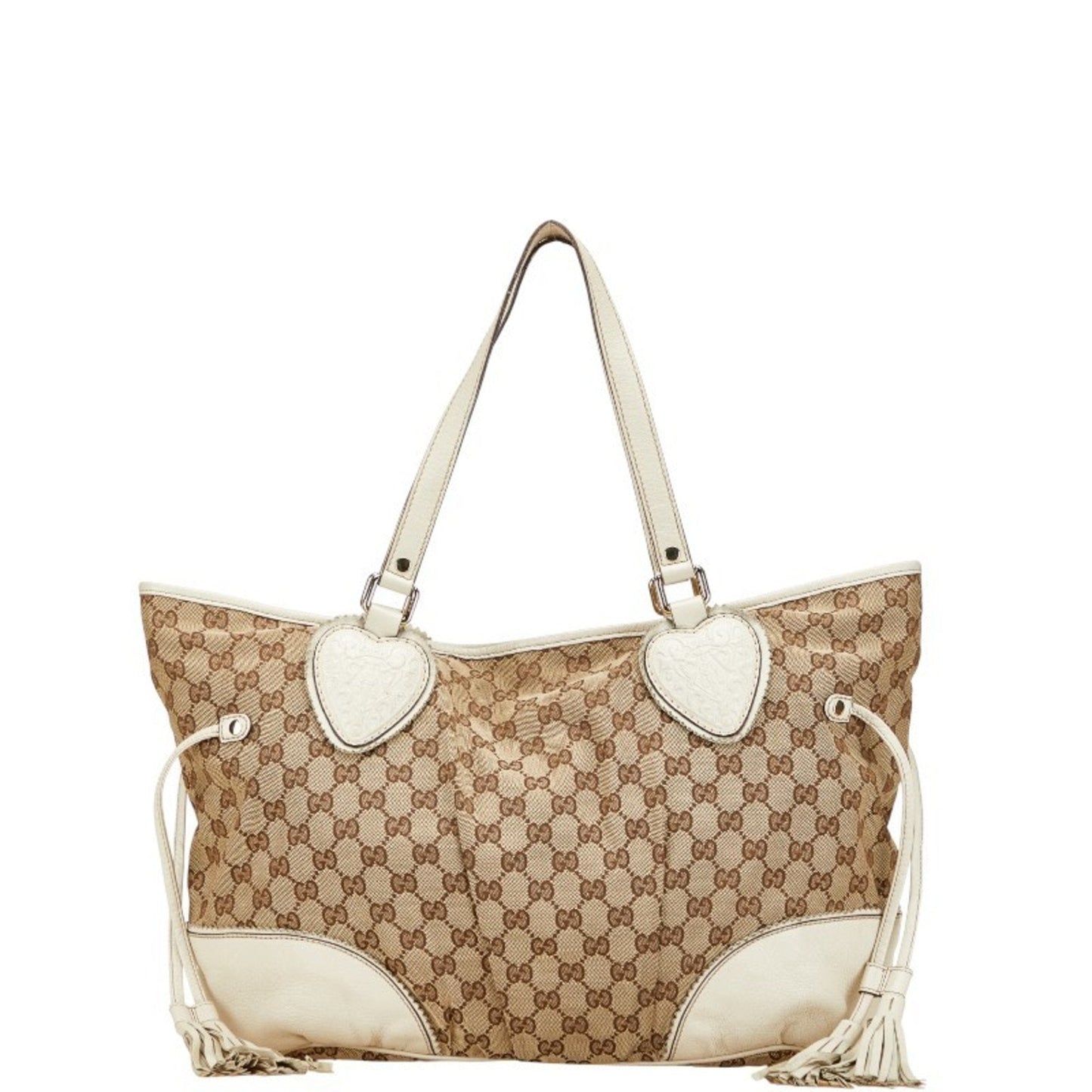 Gucci Gg Canvas Beige White Gg Canvas Leather Shoulder Bag Tote Bag ( )