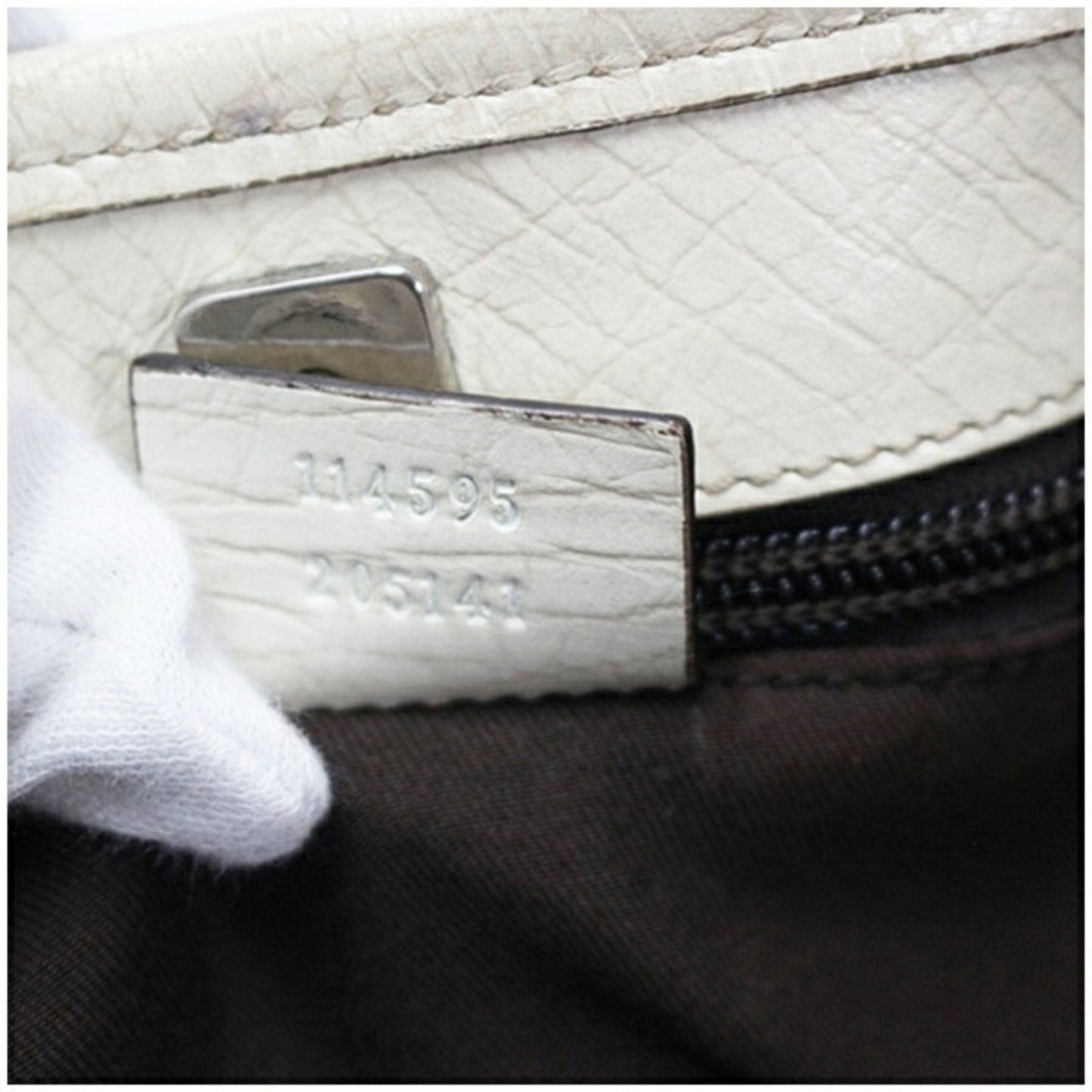 Gucci Beige Brown Dark Brown Leather Tote Bag ( )
