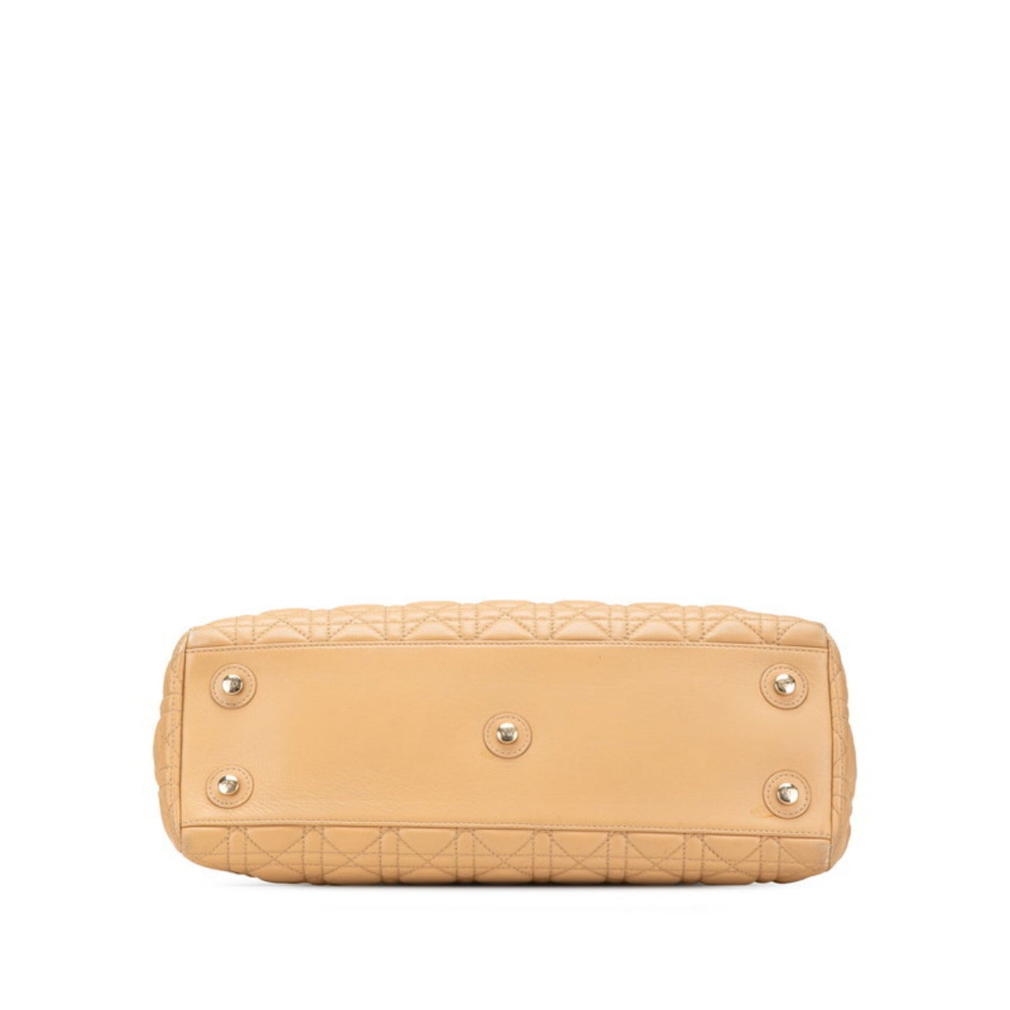 Christian Dior Lady Dior Beige Brown Leather Handbag Tote Bag ()