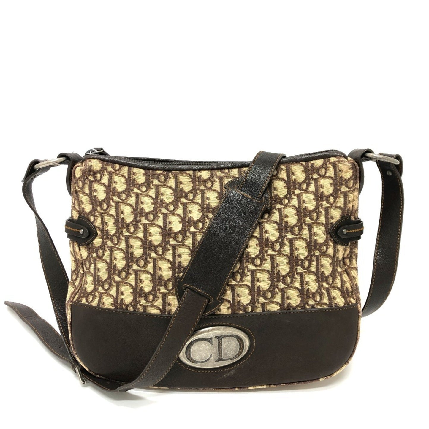 Christian Dior Brown Canvas Leather Shoulder Bag ()
