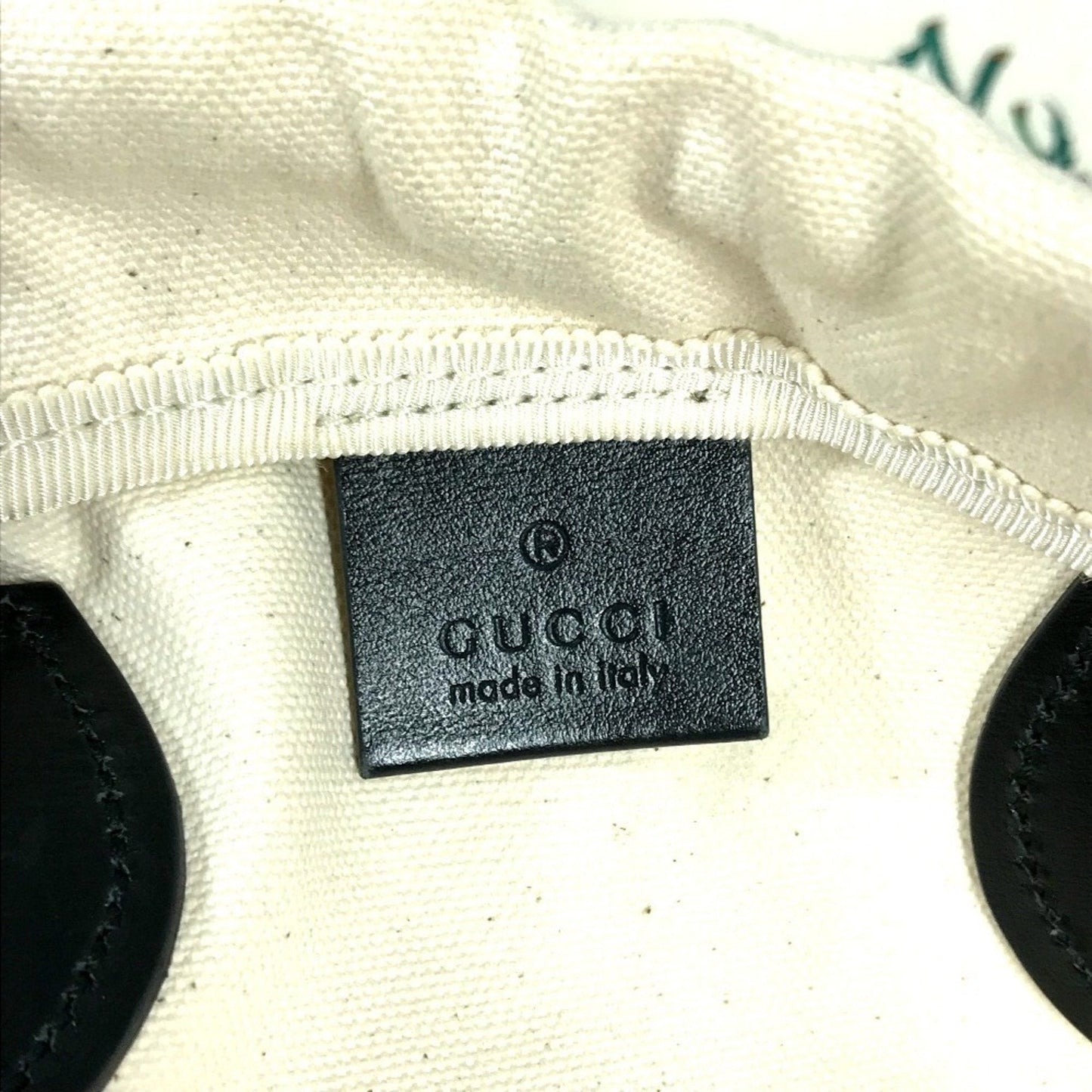 Gucci Black White Leather Canvas Shoulder Bag Tote Bag ( )