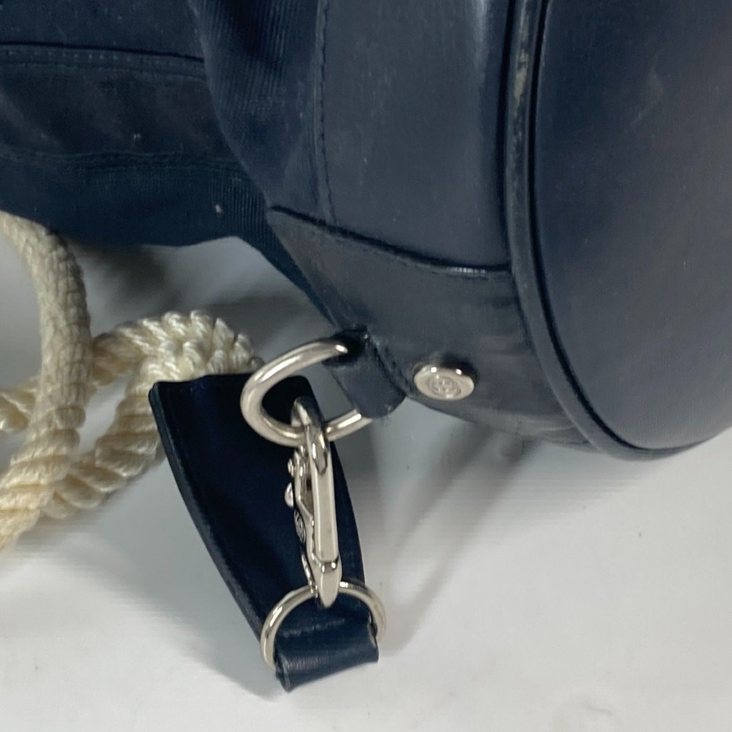 Gucci Navy Coated Canvas Leather Shoulder Bag ( )