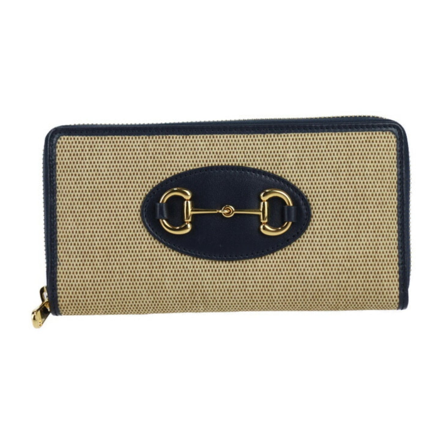 Gucci Beige Black Canvas Leather Long Wallet (Bi-Fold) ( )