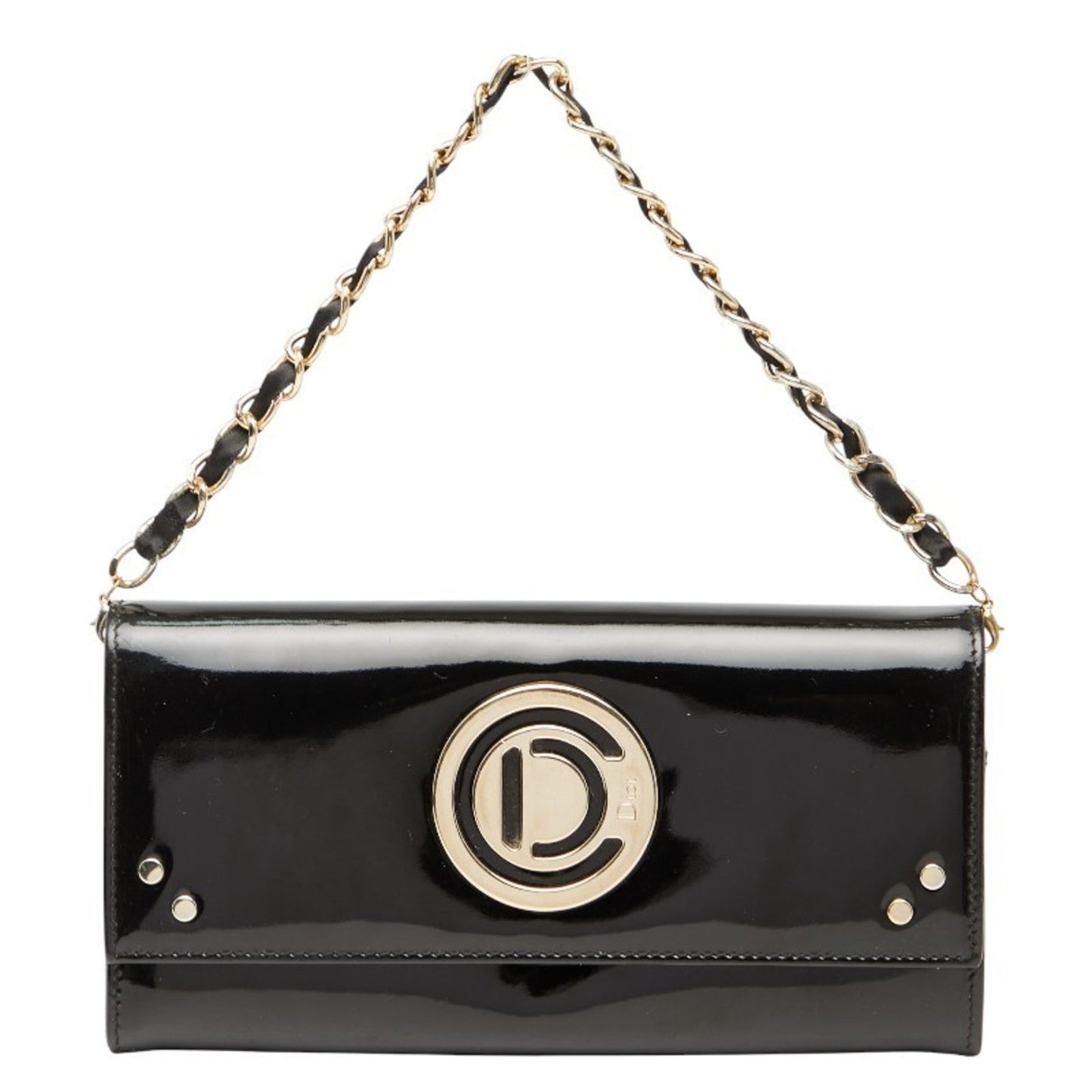 Christian Dior Black Patent Leather Chain/Shoulder Wallet ()