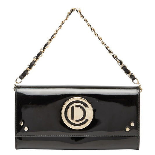 Christian Dior Black Patent Leather Chain/Shoulder Wallet ()