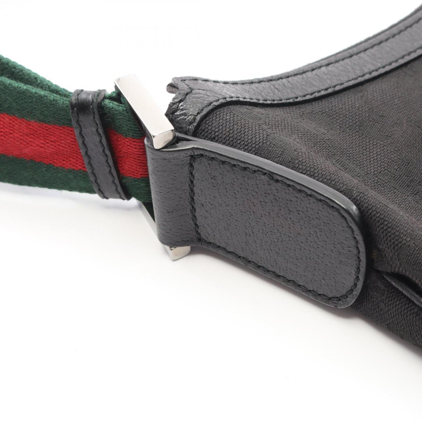 Gucci Black Gg Canvas Leather Shoulder Bag ( )