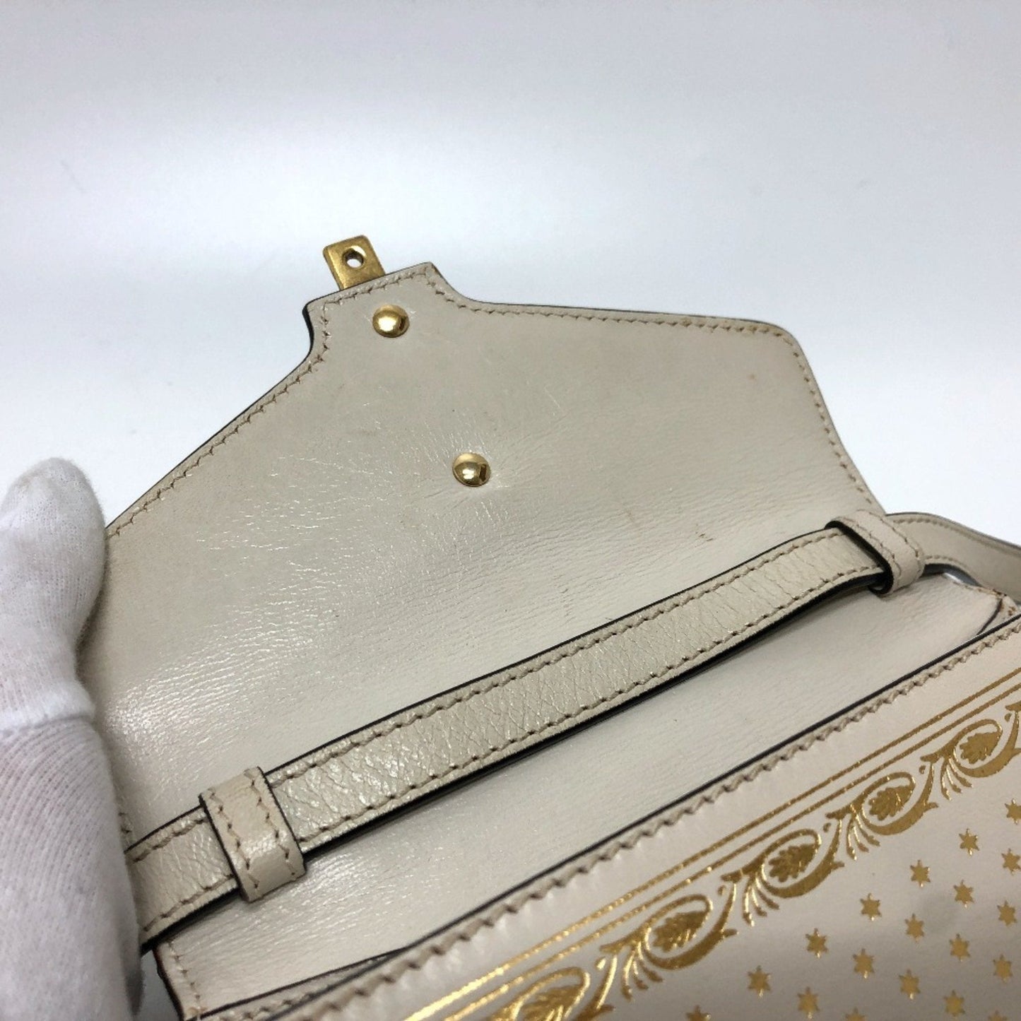 Gucci Blue White Leather Handbag Shoulder Bag ( )