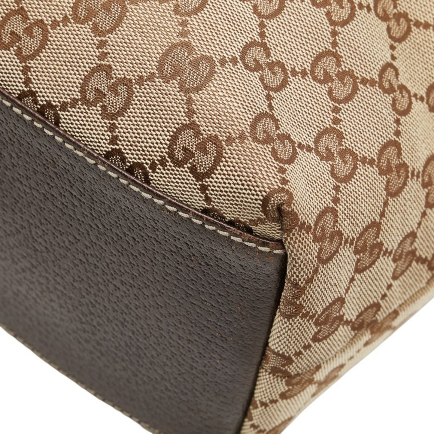 Gucci Gg Canvas Beige Brown Gg Canvas Leather Shoulder Bag Tote Bag ( )