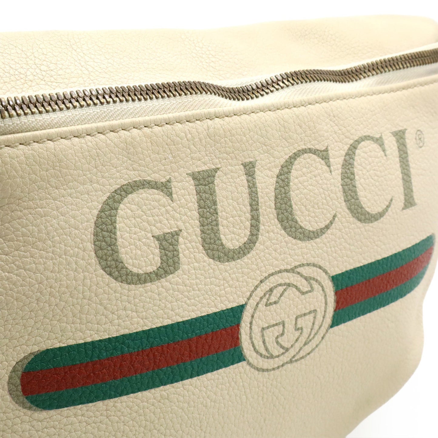 Gucci Green Ivory Red Color Leather Fanny Pack ( )