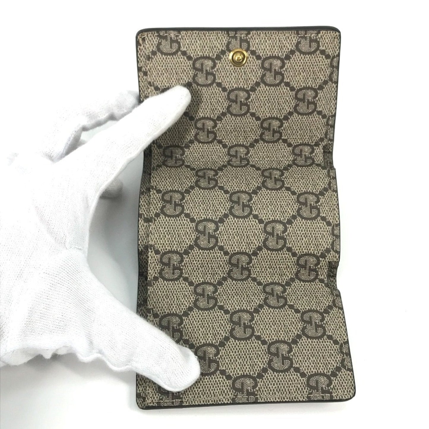Gucci Beige White Gg Supreme Wallet (Tri-Fold) ( )
