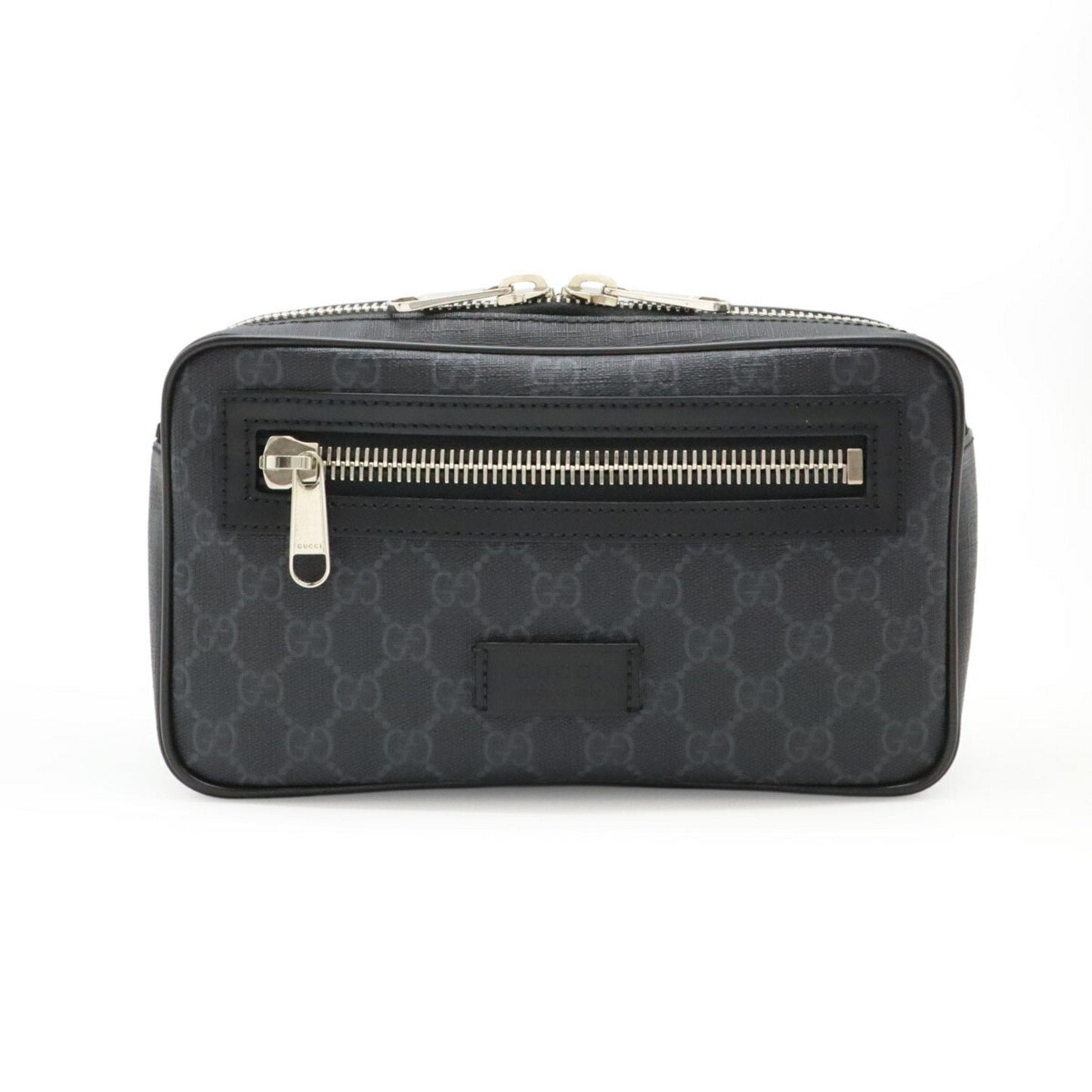 Gucci Black Dark Gray Navy Pvc Leather Fanny Pack ( )