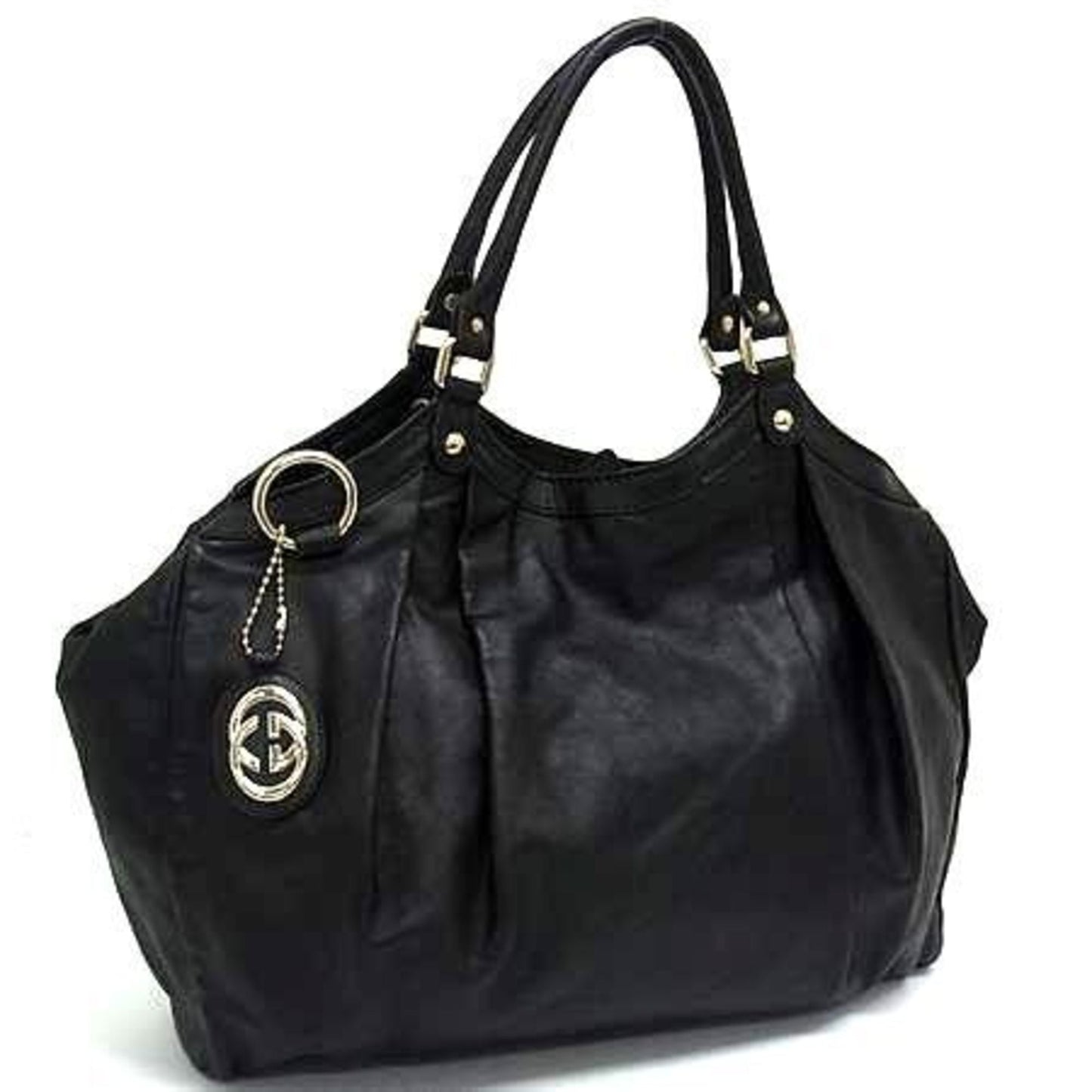 Gucci Sukey Black Leather Handbag Shoulder Bag Tote Bag ( )