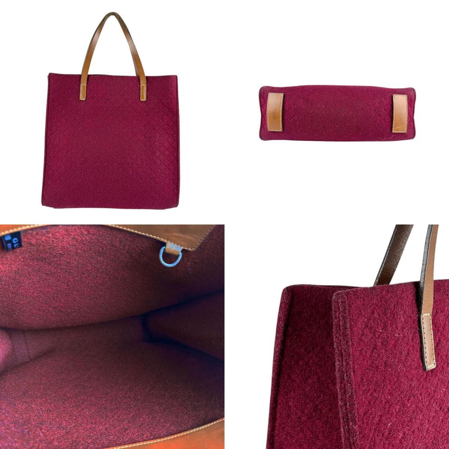 Gucci Bordeaux Brown Felt Leather Handbag ( )