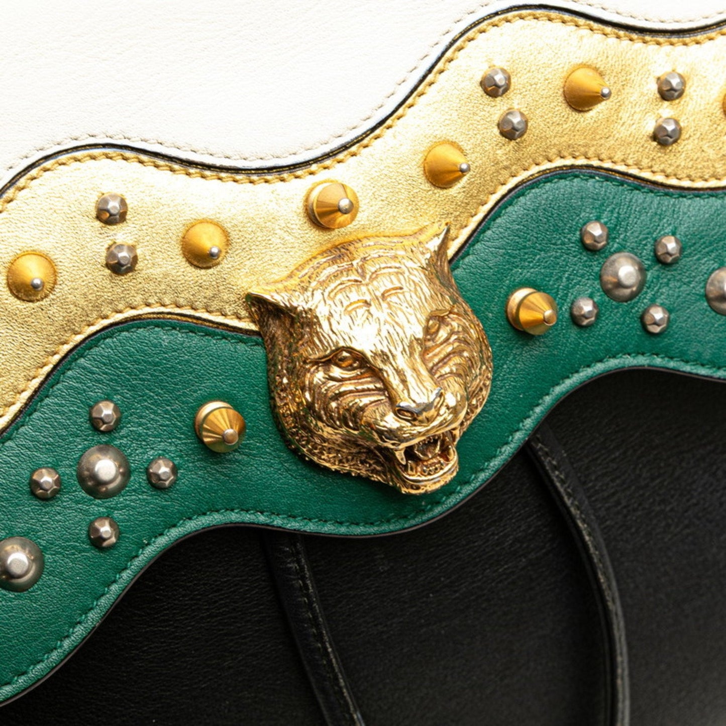 Gucci Animalier Black Green White Leather Backpack ( )