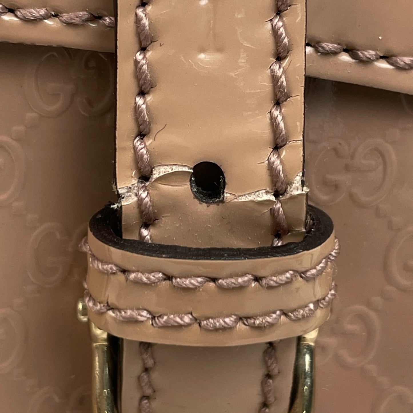 Gucci Pink Beige Patent Leather Handbag Shoulder Bag ( )