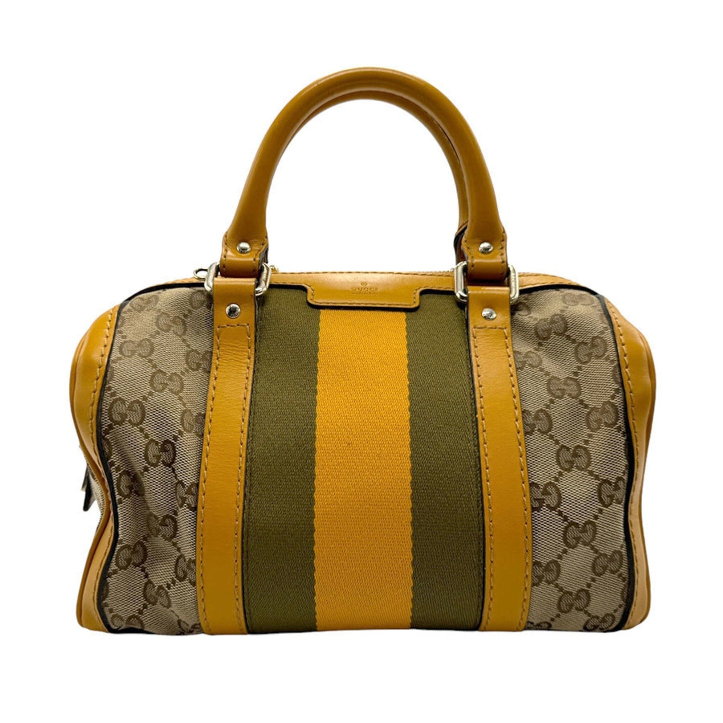 Gucci Beige Brown Khaki Yellow Gg Canvas Leather Handbag Shoulder Bag