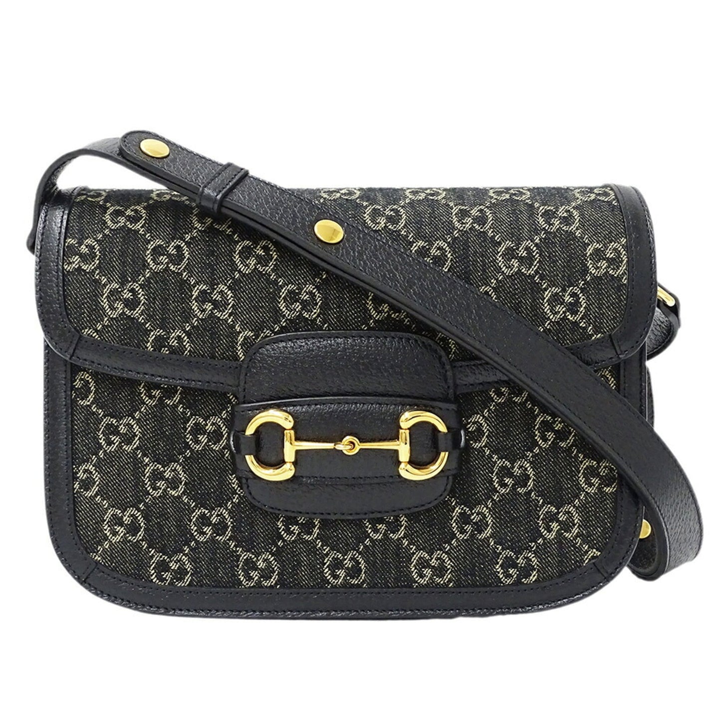 Gucci Horsebit Black Denim Shoulder Bag ( )