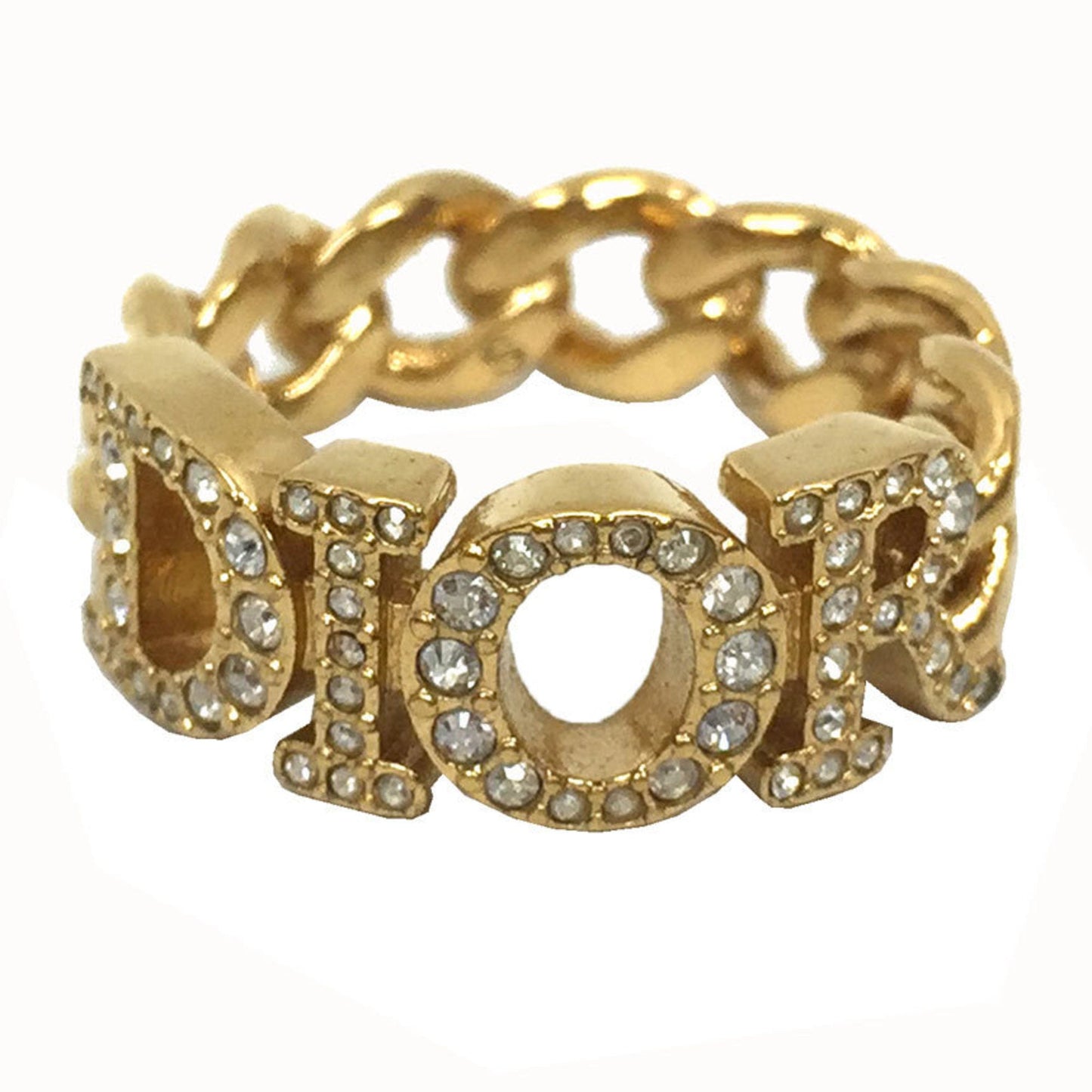 Christian Dior Gold White Metal Band Ring ()