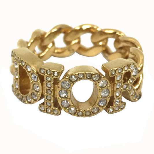 Christian Dior Gold White Metal Band Ring ()